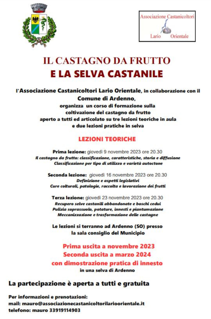 Locandina corso castagno da frutto