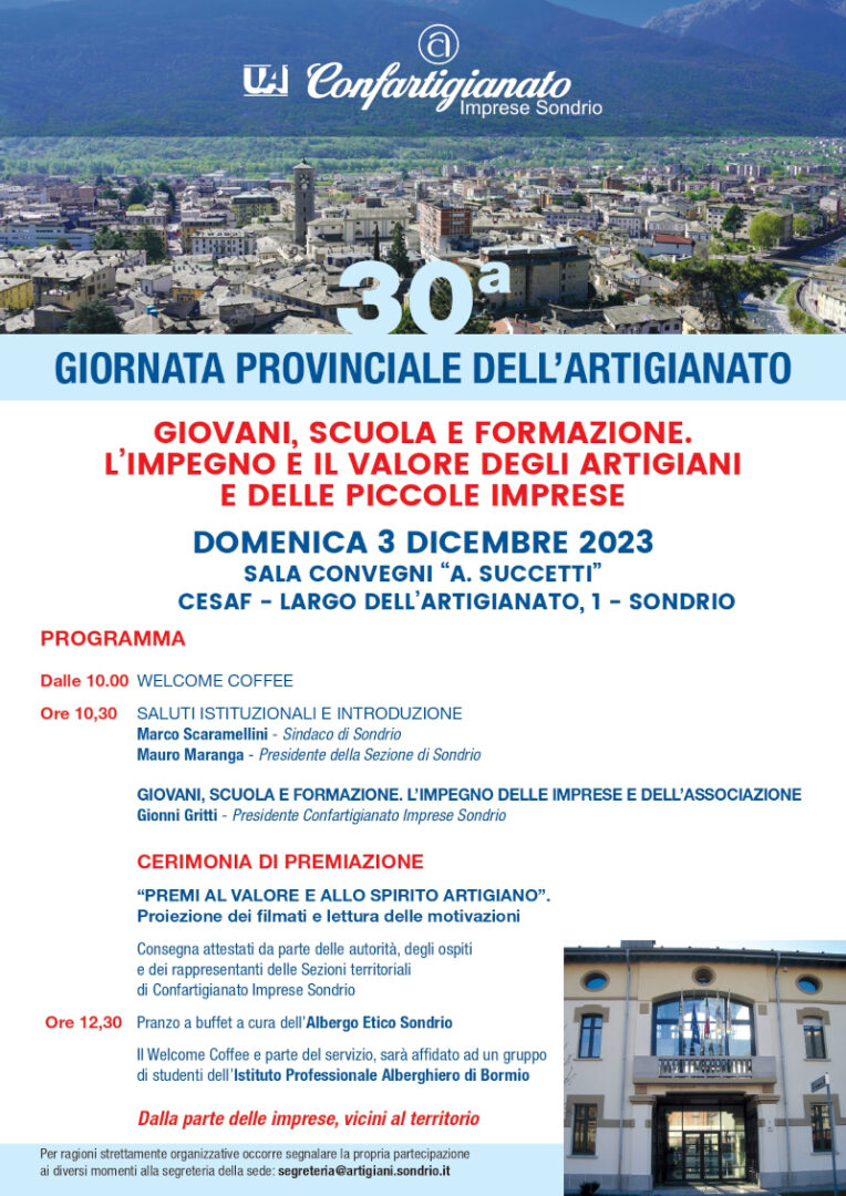 Locandina 30° giornata provinciale artigianato