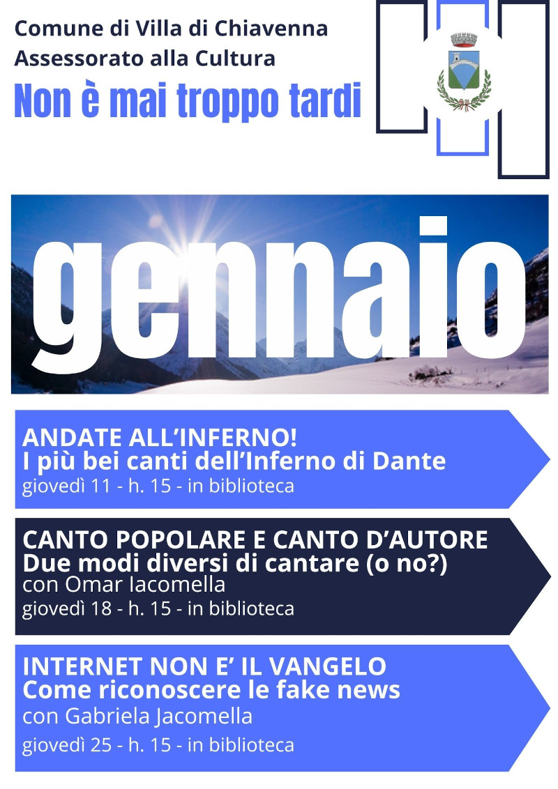 Locandina 'Non è mai troppo tardi' Villa di Chiavenna