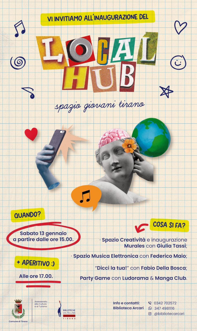 Locandina Spazio Giovani Local Hub Tirano inaugurazione
