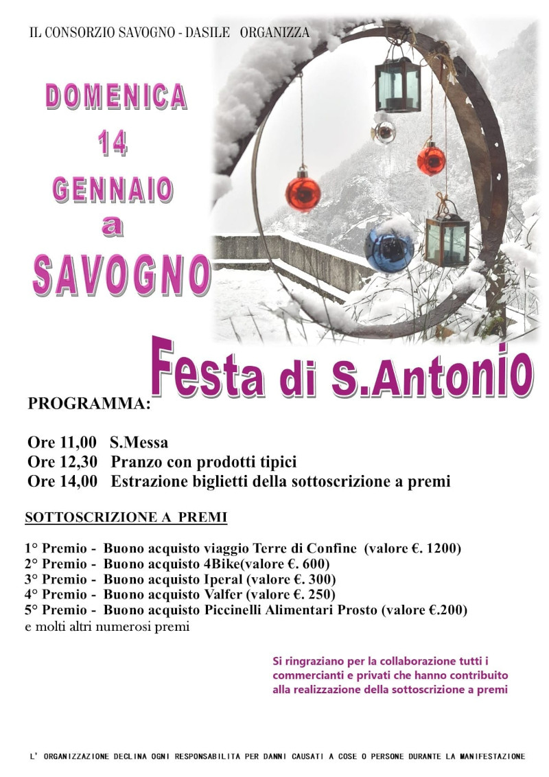 Savogno festa sant'Antonio