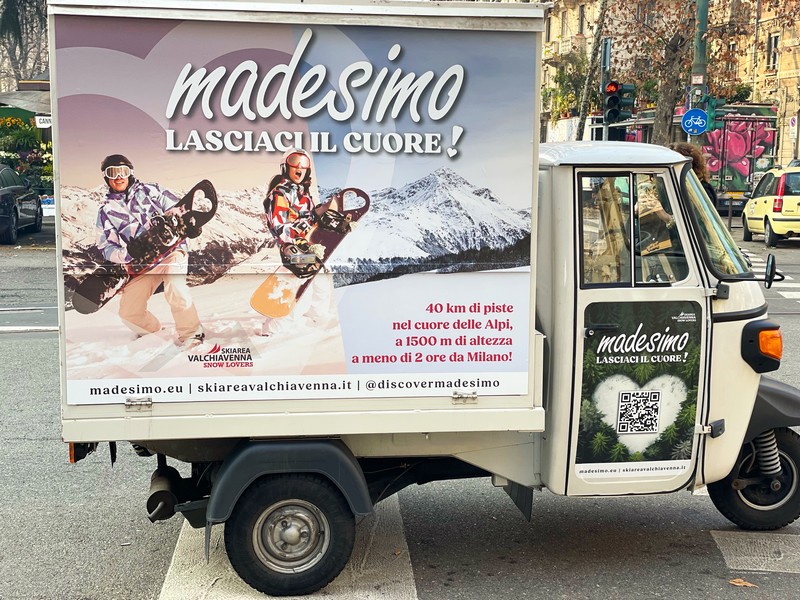 Madesimo campagna pubblicitaria Milano