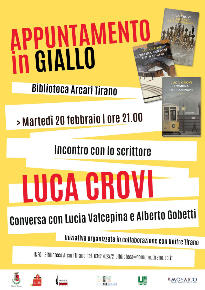 Locandina Luca Crovi incontro letterario Tirano