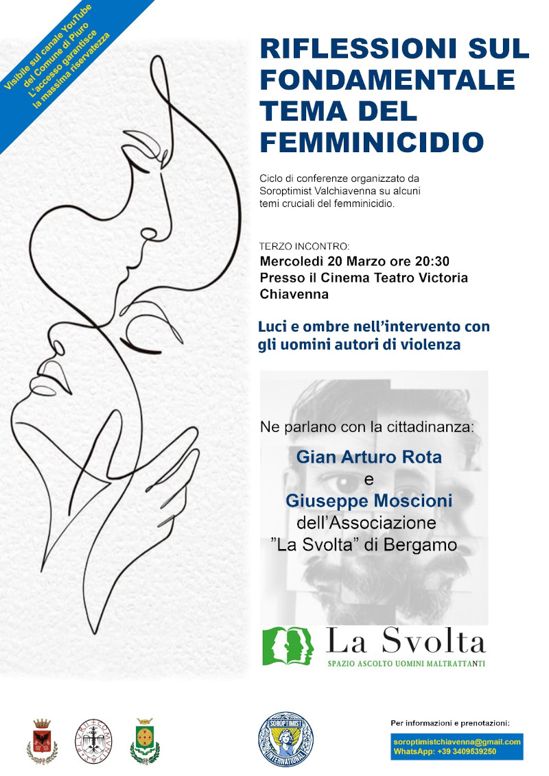 Locandina Soroptimist Club Valchiavenna femminicidio ciclo incontri