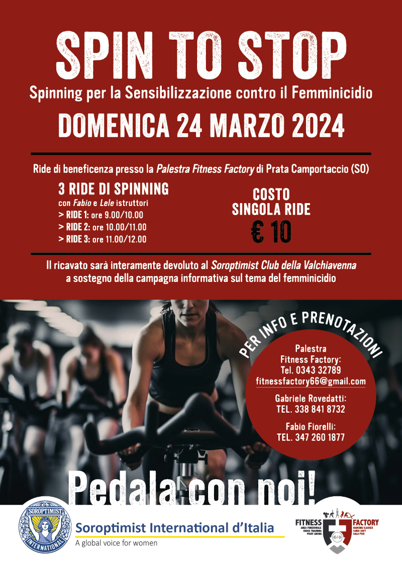Spin to Stop violenza sulle donne femminicidio Soroptimisti Valchiavenna