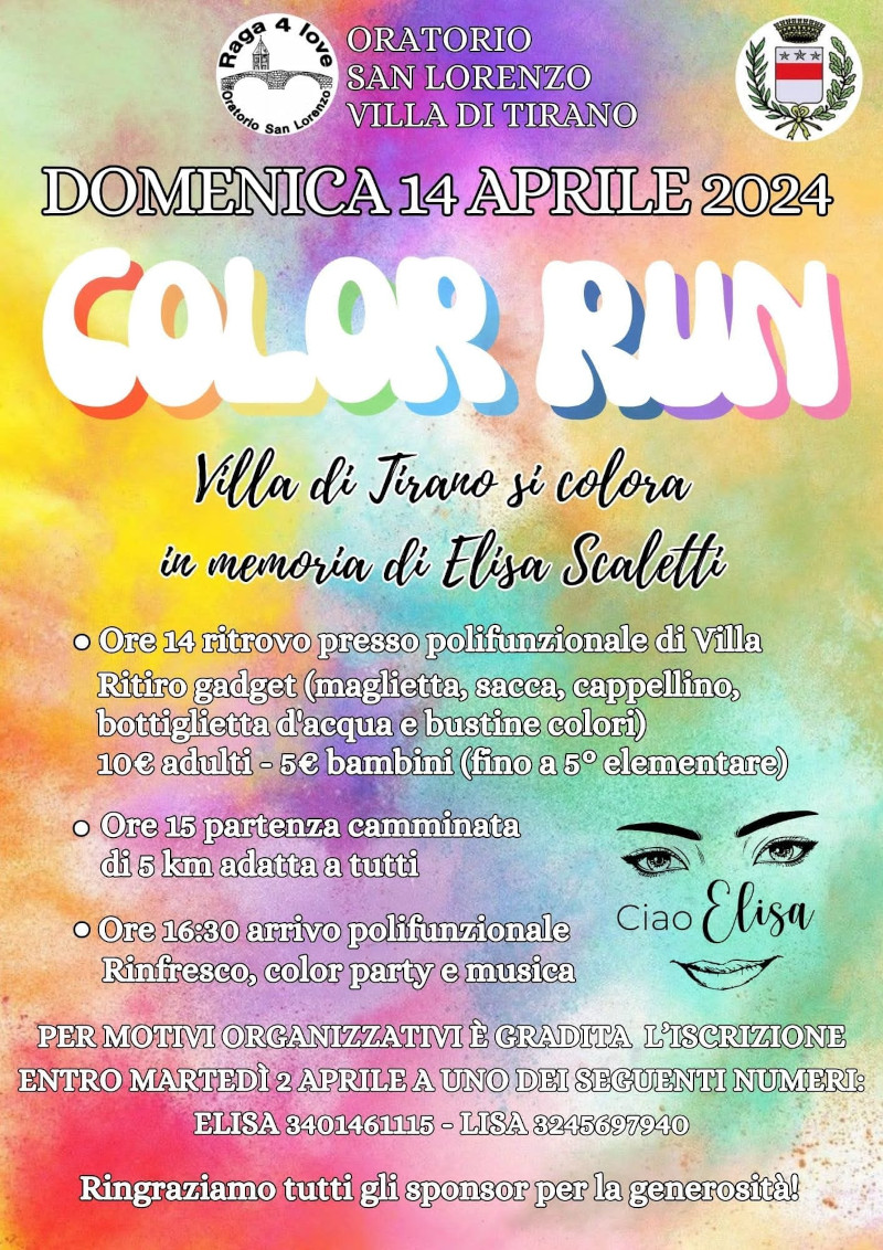 Locandina Color Run Villa di Tirano
