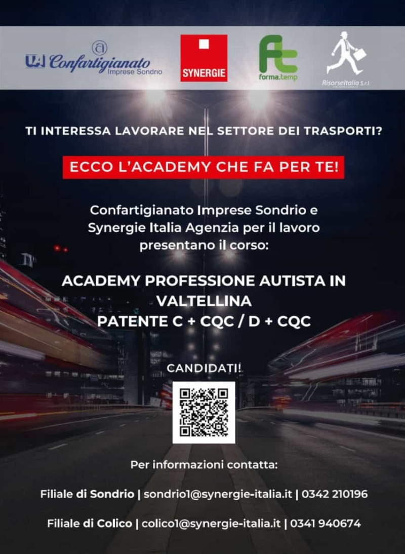 Locandina Academy Professione Autista Valtellina