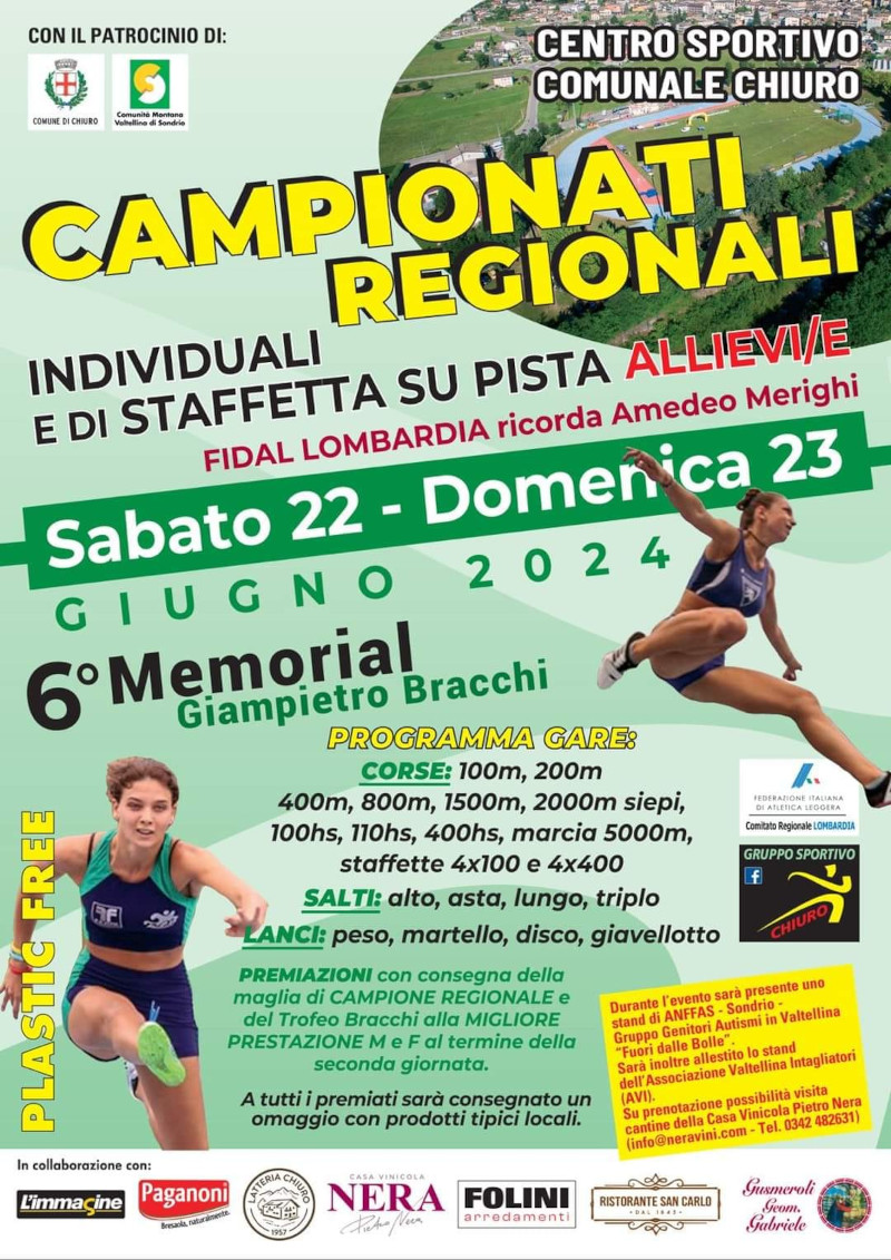 Locandina campionati regionali atletica allievi Chiuro