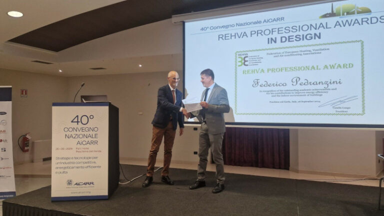 Federico Pedranzini ingegnere riconoscimento REHVA