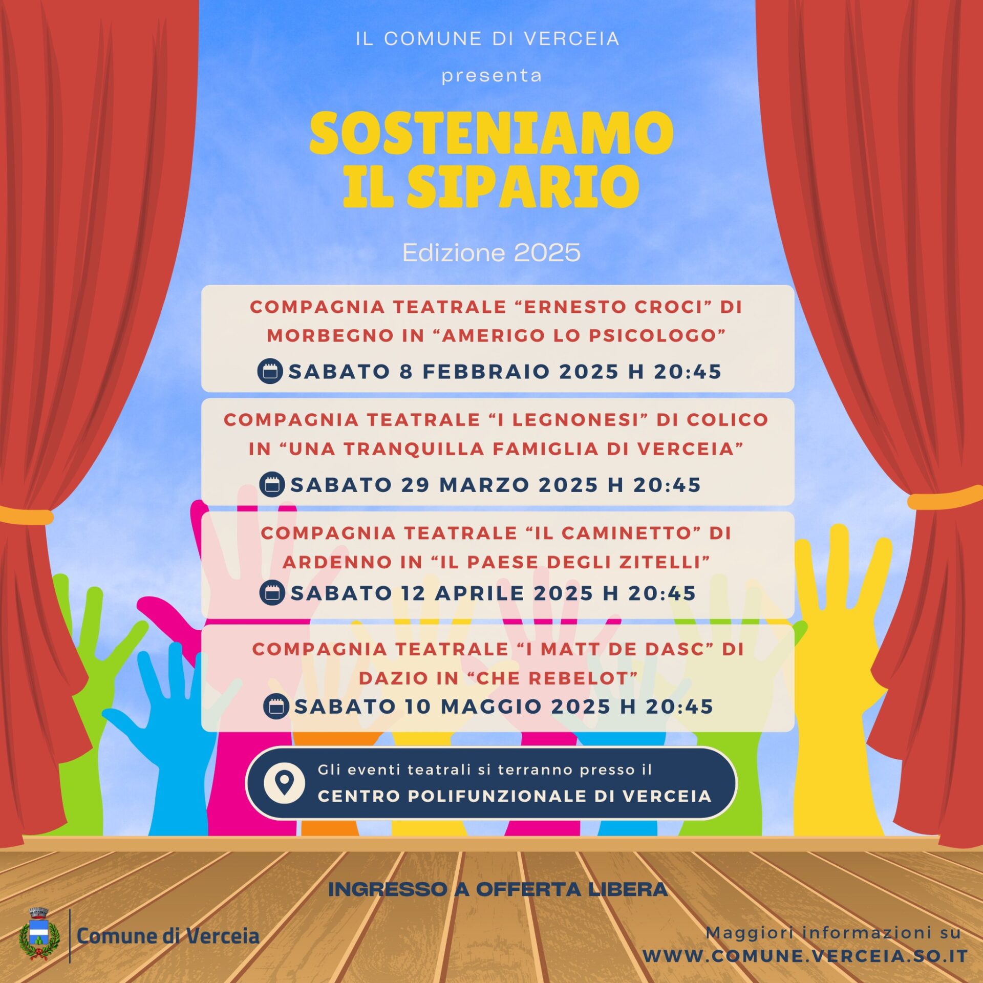 "Sosteniamo il sipario" Verceia spettacoli teatrali