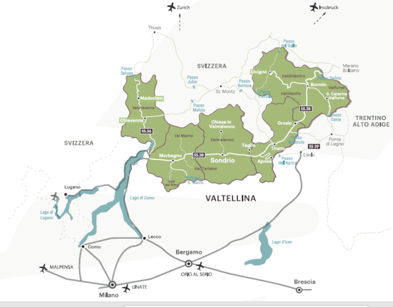 Cartina Valtellina Lago di Como Svizzera