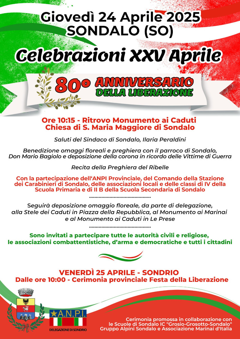Sondalo 25 aprile 80° anniversario liberazione