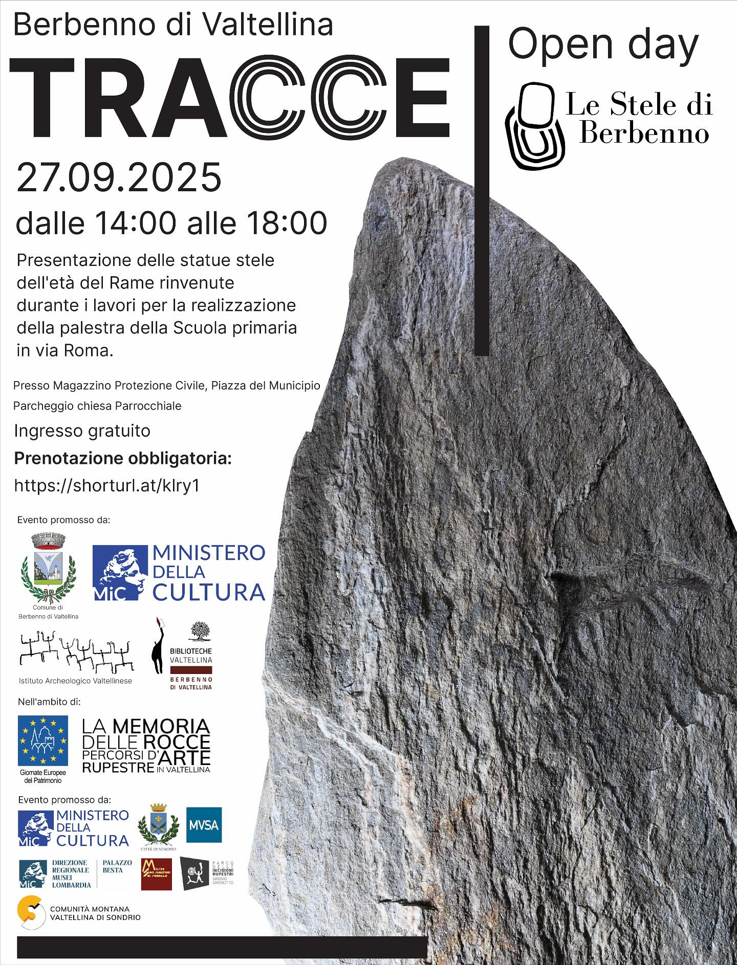 Locandina stele open day archeologia Berbenno