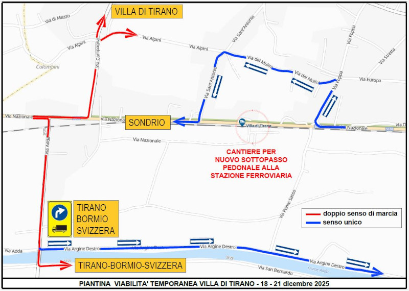 villa di tirano sottopasso ciclopedonale viabilità