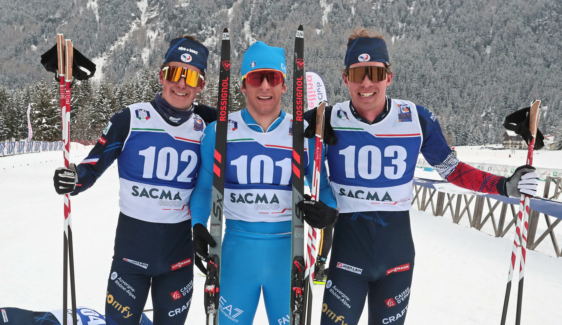 1&deg; Daniel Pedranzini,  2&deg; Gaspard Cottaz e 3&deg; Johan Calandry